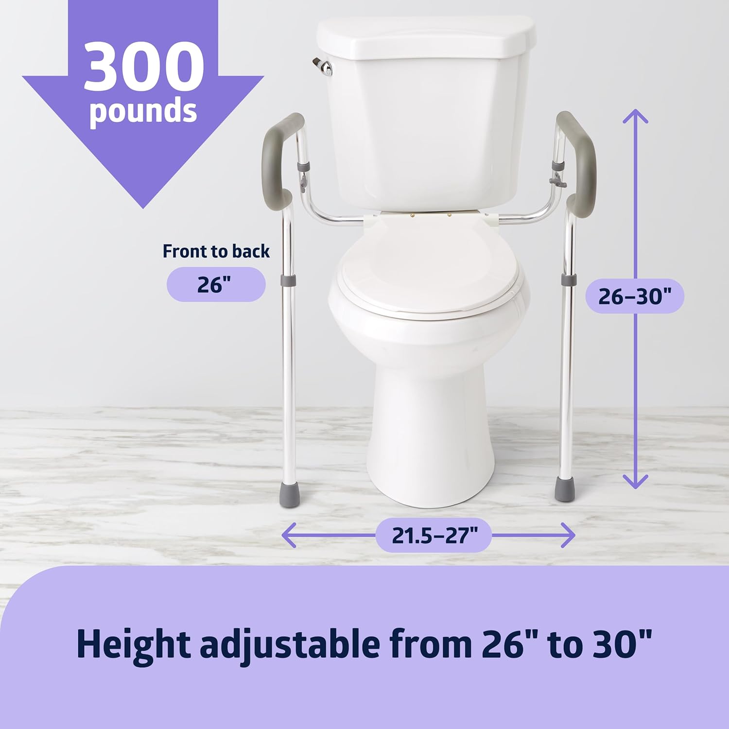 Medline Guardian Adjustable Toilet Safety Rail, Aluminum Grab Bar

