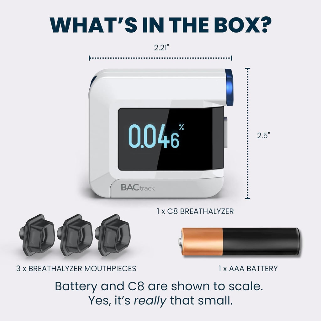 BACtrack C8 Breathalyzer BluFire Fuel Cell Sensor ZeroLine BAC Estimator

