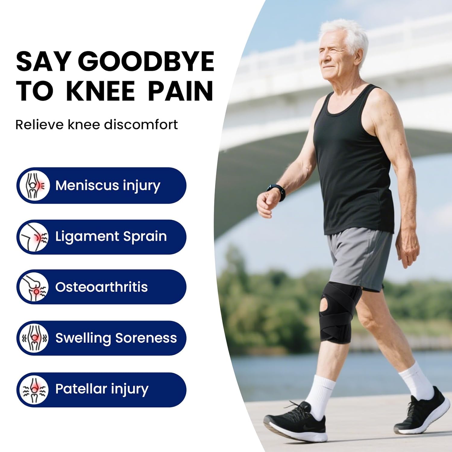 Galvaran Stabilizing Knee Brace for ACL, MCL, Meniscus & Arthritis Pain Relief

