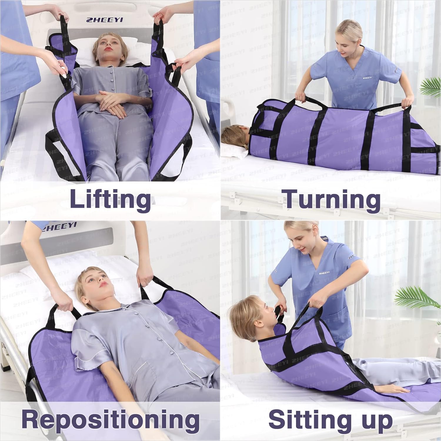 ZHEEYI Positioning Bed Pad with Reinforced Handles, Patient Transfer Sheet 43x36 in

