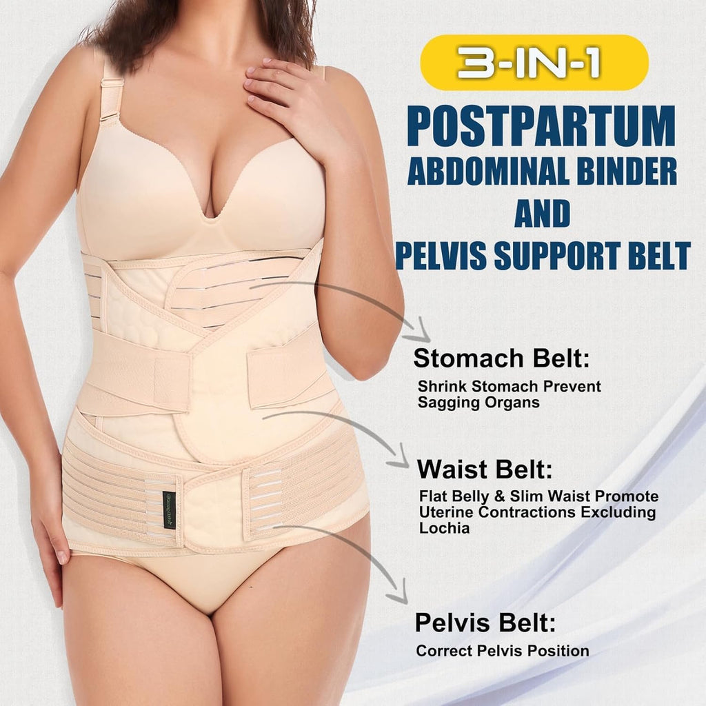 ChongErfei 3-in-1 Postpartum Belly Waist Pelvis Support Belt Shapewear Girdle

