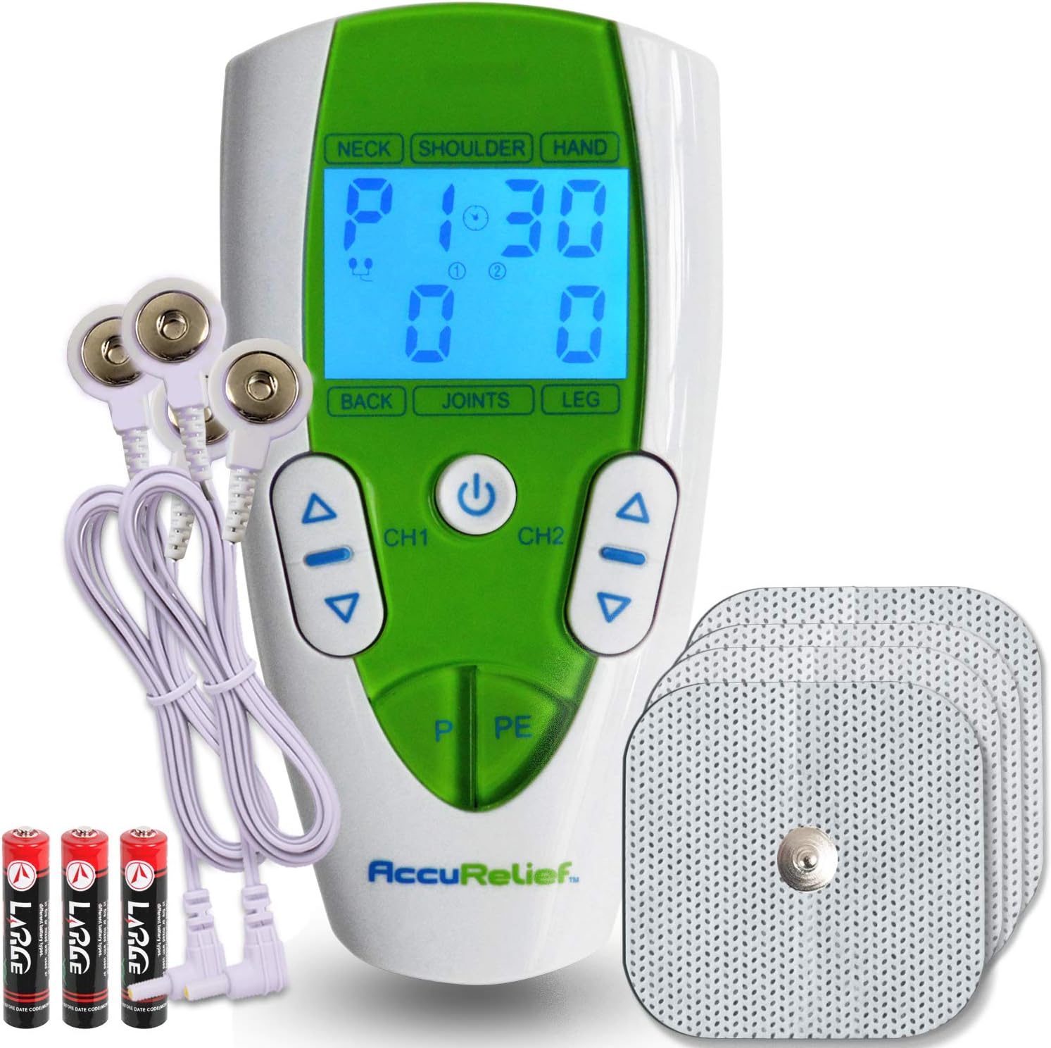 AccuRelief Dual Channel TENS Unit Muscle Stimulator for Back and Neck Pain Relief

