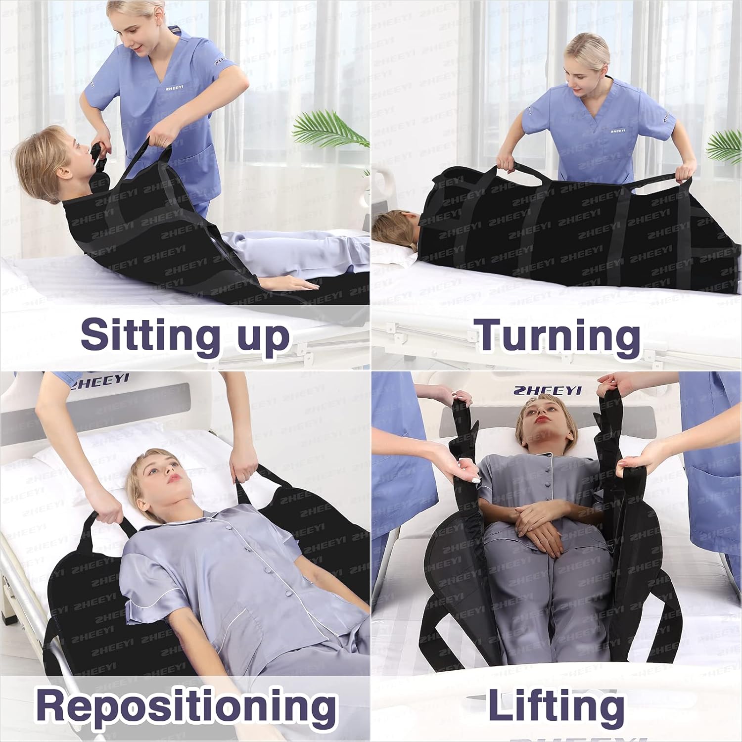 ZHEEYI Bed Positioning Pad with Reinforced Handles 48 x 40 Patient Transfer Sheet

