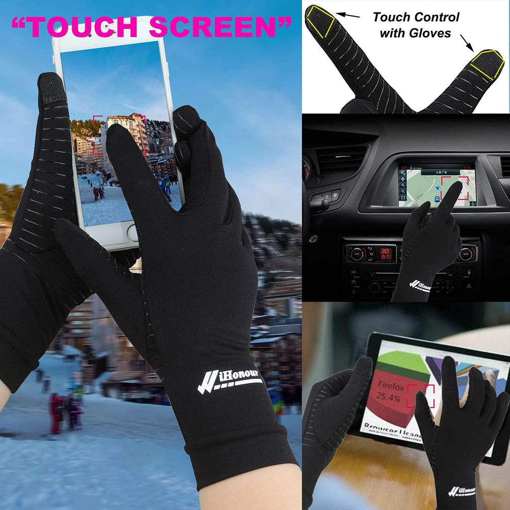 Copper Full Finger Compression Gloves for Arthritis Pain Relief, Touchscreen

