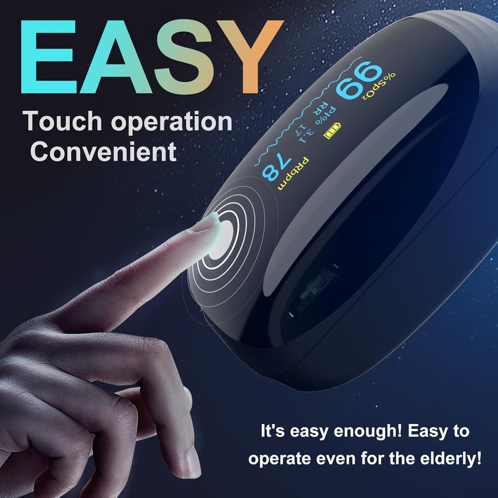 Fingertip Pulse Oximeter with Respiration Rate, OLED Display, Heart Rate, PI & RR


