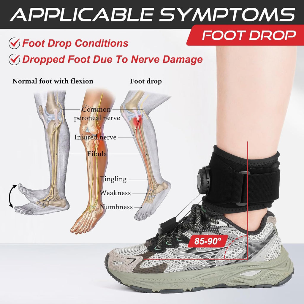 OVINESY AFO Foot Drop Brace for Walking with Shoes, Adjustable Dorsiflexion Support

