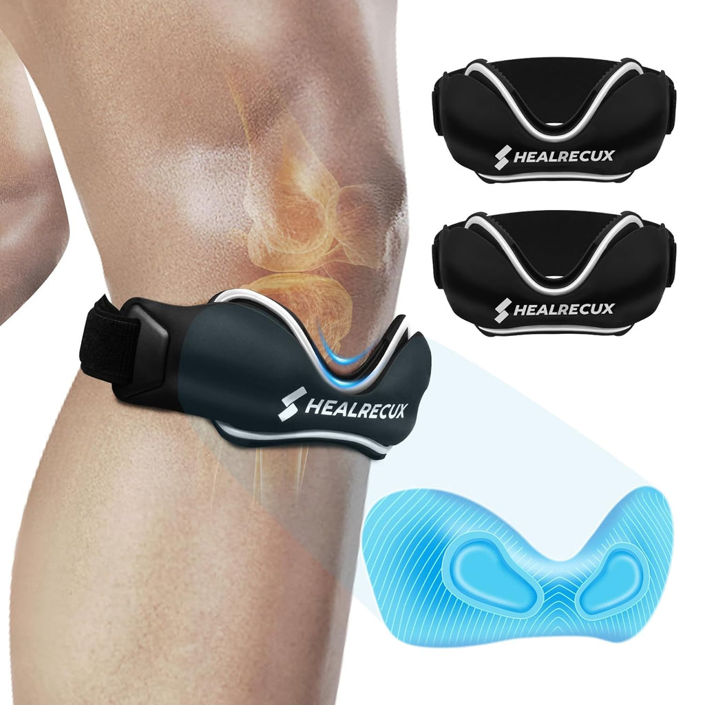 Healrecux Patellar Tendon Support Strap Silicone Non-Slip Patella Knee Band

