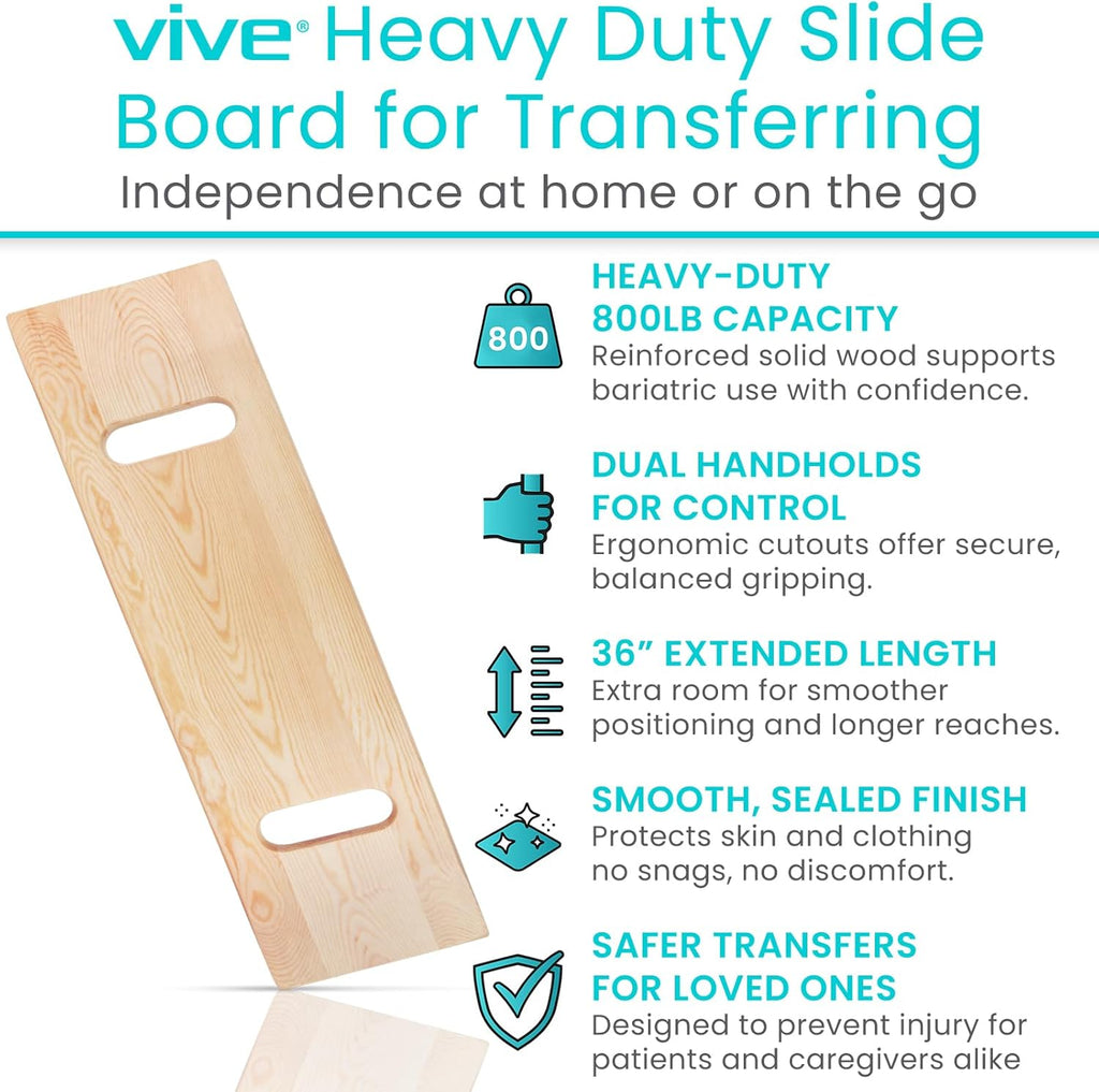 Vive Transfer Board Patient Slide Assist for Wheelchair Bed Toilet Car Bathtub

