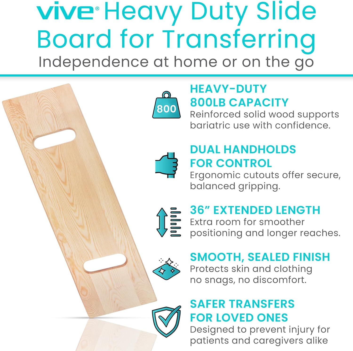 Vive Transfer Board Patient Slide Assist for Wheelchair Bed Toilet Car Bathtub

