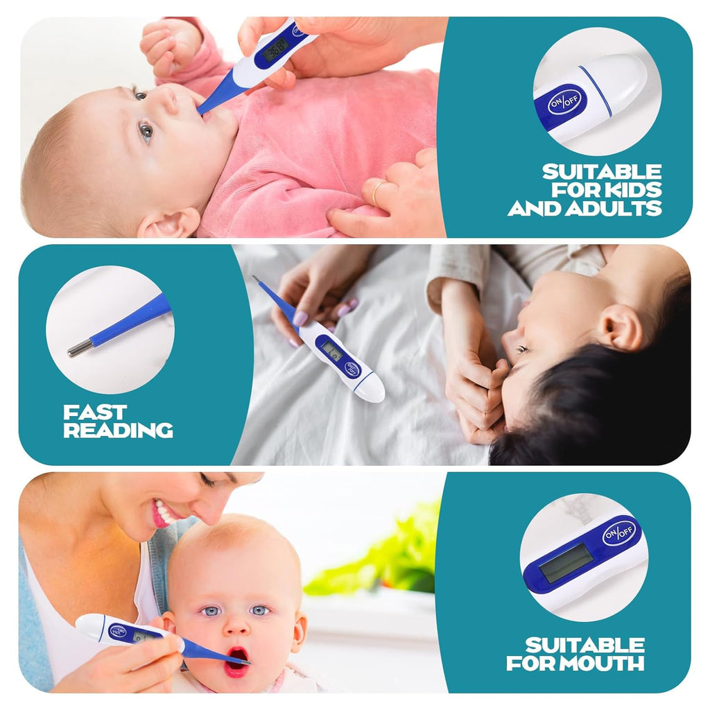 TrelaCo Digital Oral Thermometer for Adults, Flexible Tip Fever Basal Body

