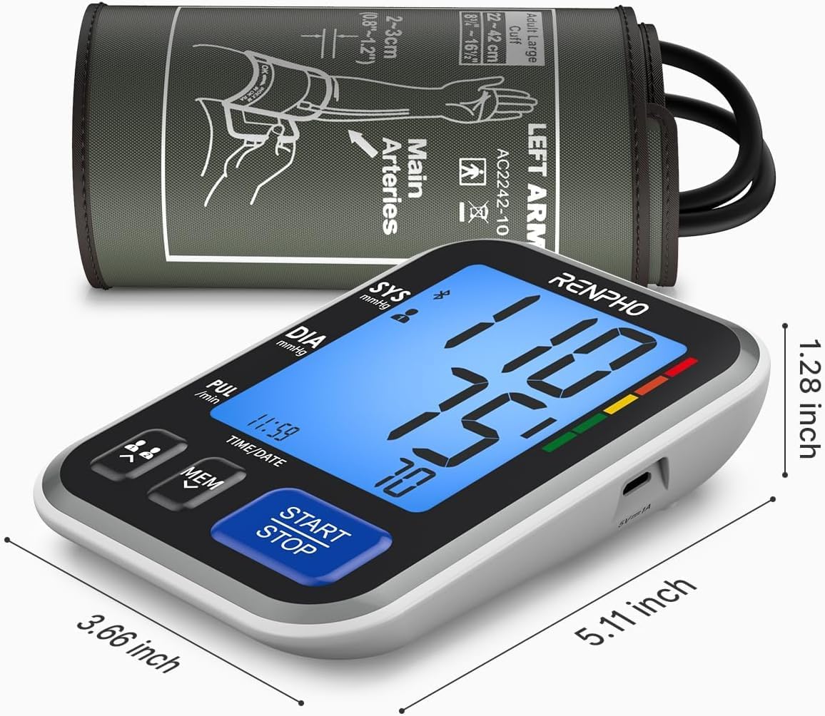 RENPHO Smart Upper Arm Blood Pressure Monitor with Bluetooth, App Connectivity

