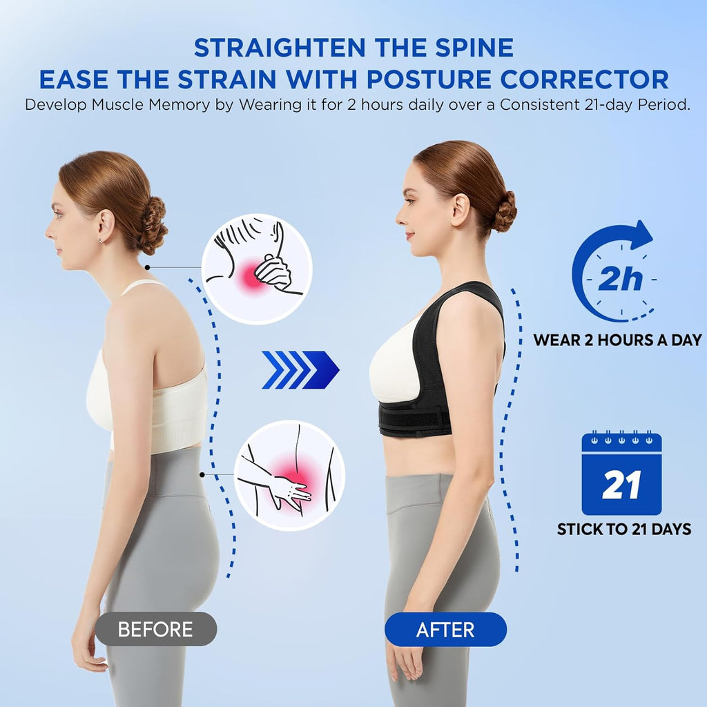 Vicorrect Posture Corrector Adjustable Upper Back Brace for Neck and Shoulder Support

