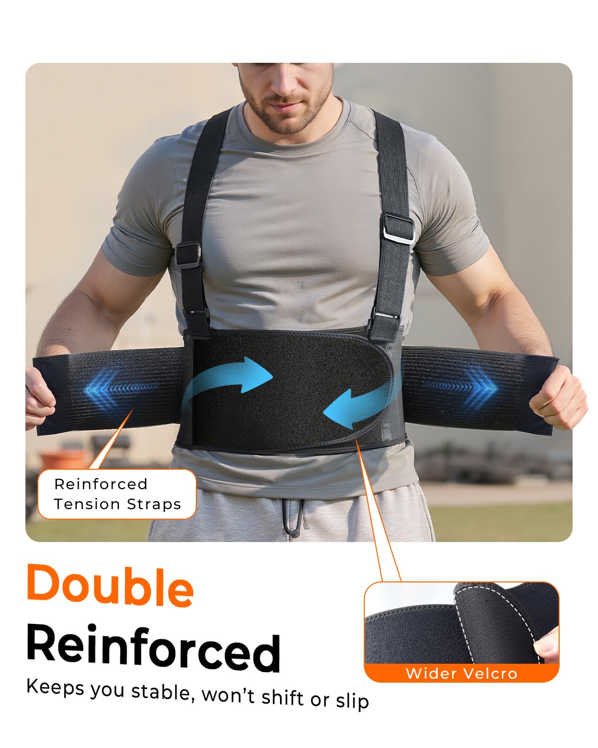 Medical-Grade Back Brace with Adjustable Shoulder Straps, Lower Back Support Belt

