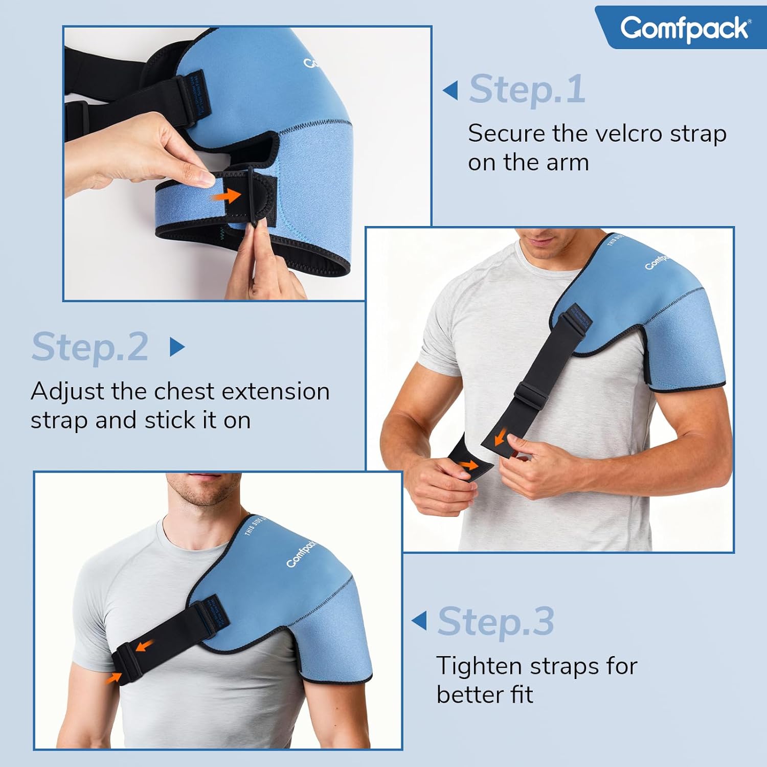 Comfpack Shoulder Ice Pack Wrap with Gel Cold Compression Sleeve for Rotator Cuff

