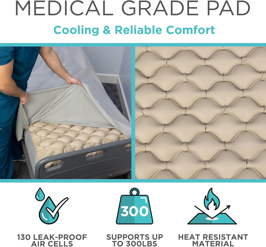 Vive Alternating Air Pressure Mattress Pad with Waterproof Cover and Quiet Pump

