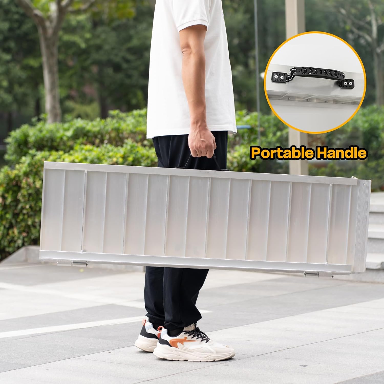 Vie Triomphe Portable Wheelchair Ramp Folding Aluminum Non-Slip Entry Ramp

