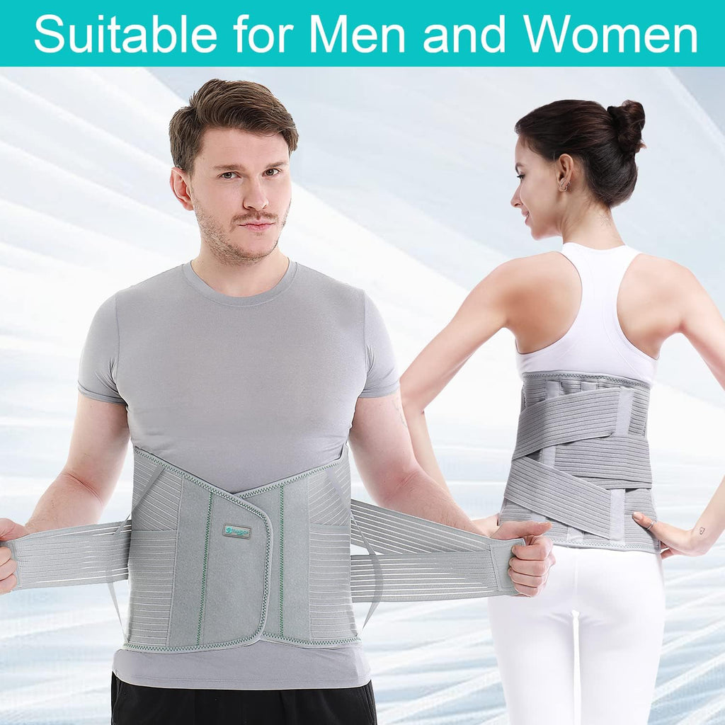 Adjustable Lumbar Back Brace Support Belt for Men and Women with Aluminum Inserts

