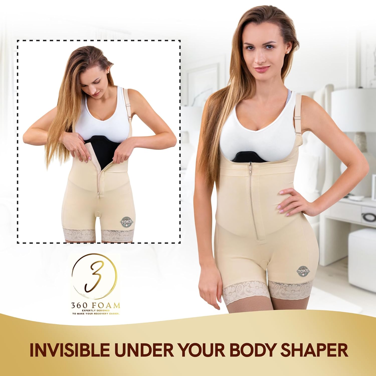 Post-Surgery 360 Lipo Foam Wrap Around Tummy Tuck Binder, Breathable Abdominal Support


