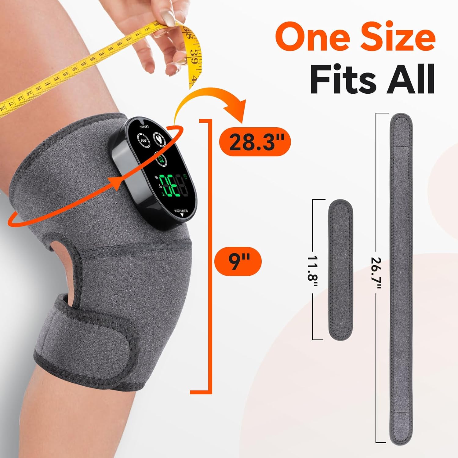 Cordless Heated Knee Massager with Heat, Vibration, Timer for Knee Pain Relief

