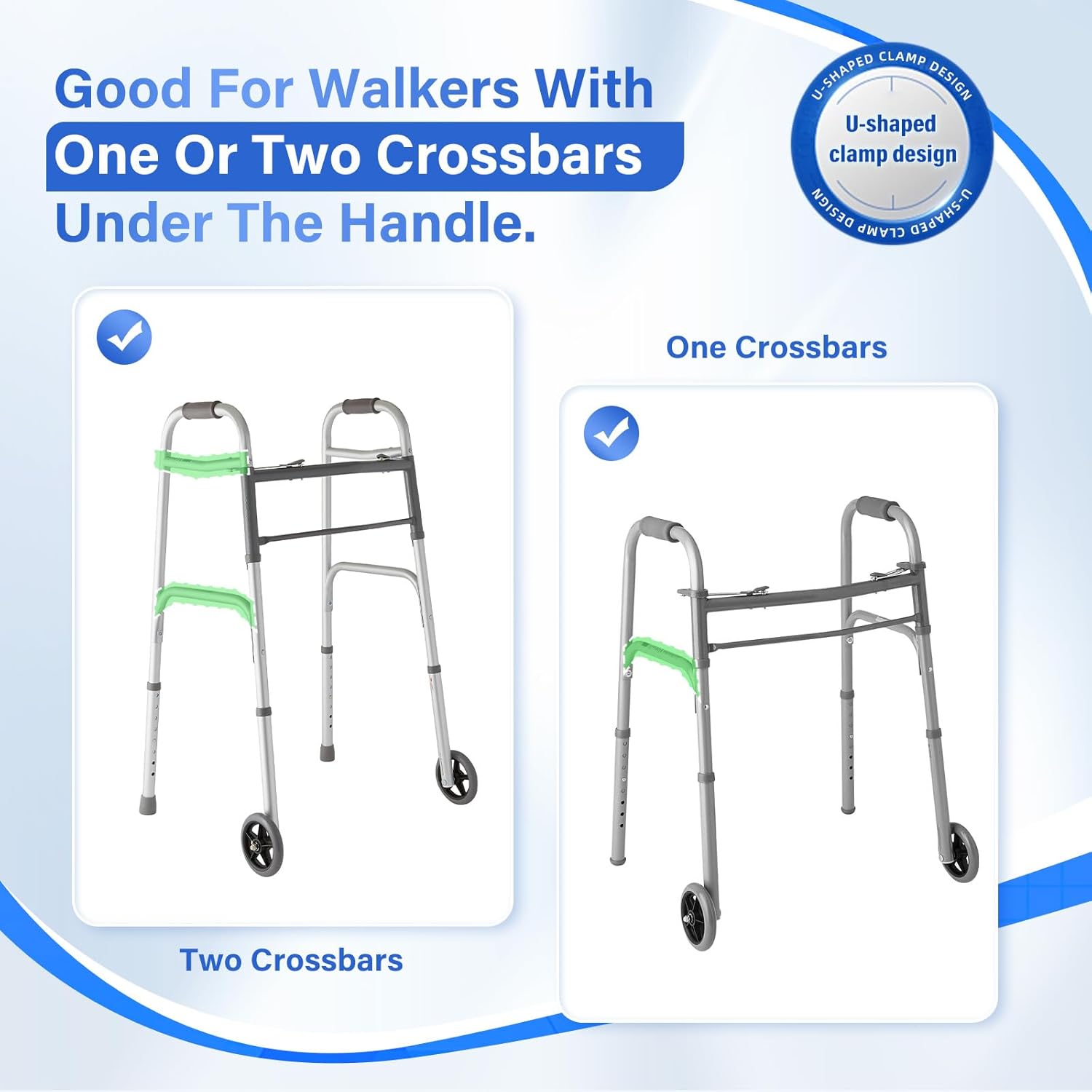 Walker Platform Attachment with Adjustable Padded Cuff and U-Shaped Clamp (Aluminum)

