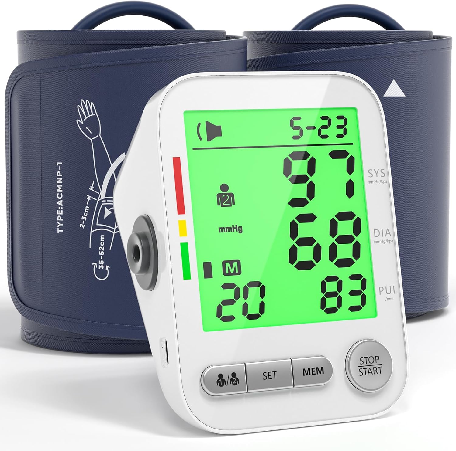 Upper Arm Digital Blood Pressure Monitor, Electronic Sphygmomanometer with LCD

