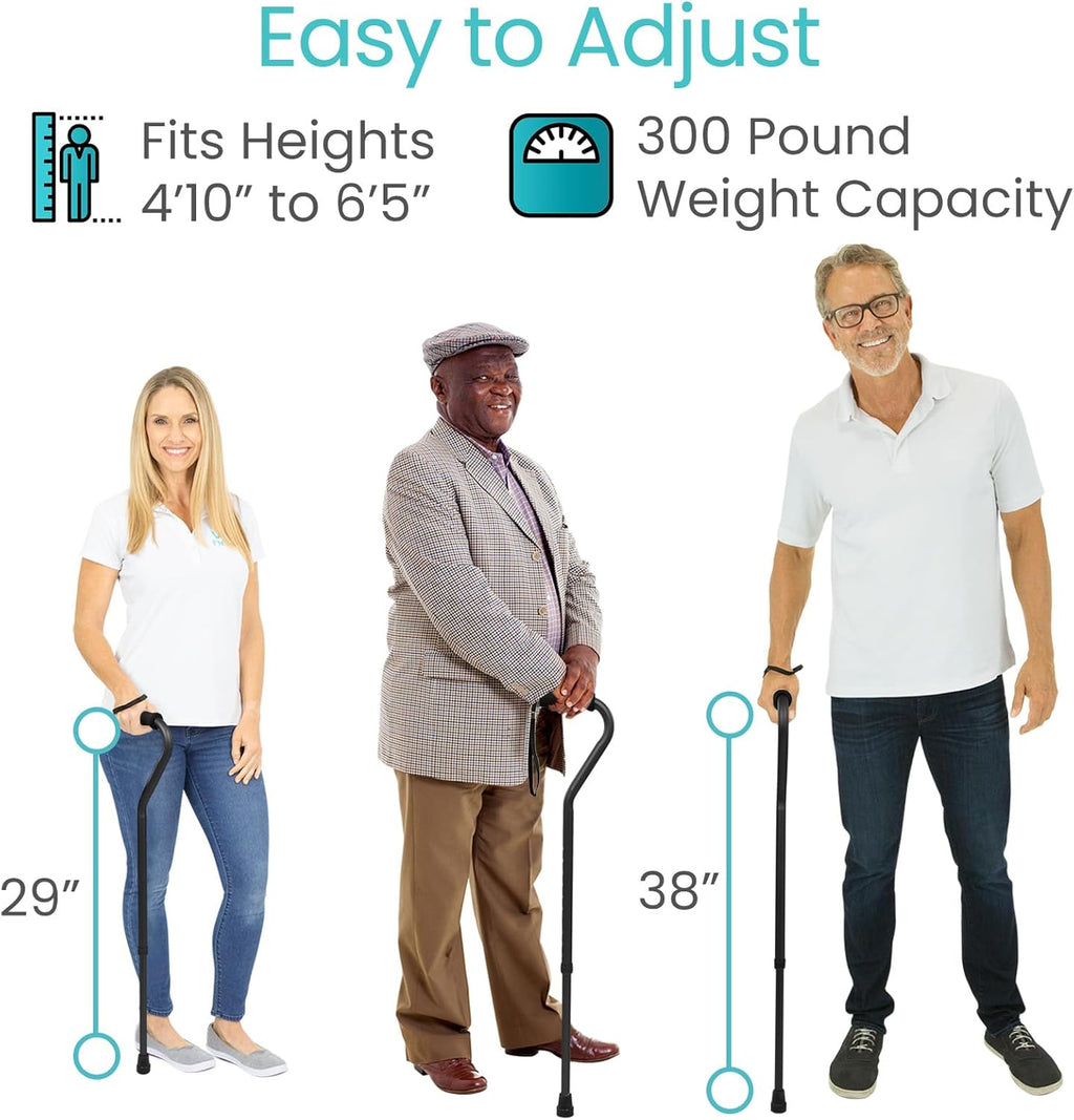 Vive Offset Walking Cane with Comfort-Foam Handle, Lightweight Adjustable

