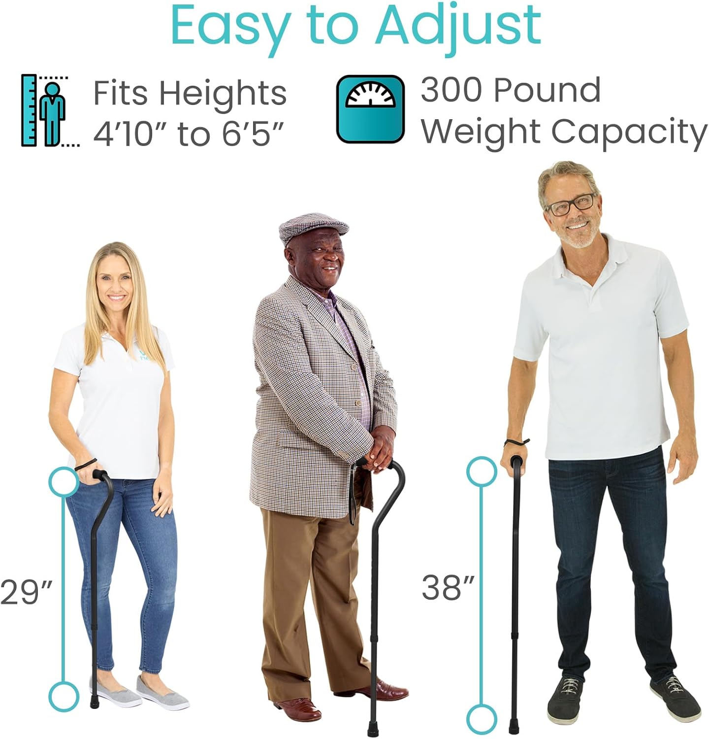 Vive Offset Walking Cane with Comfort-Foam Handle, Lightweight Adjustable

