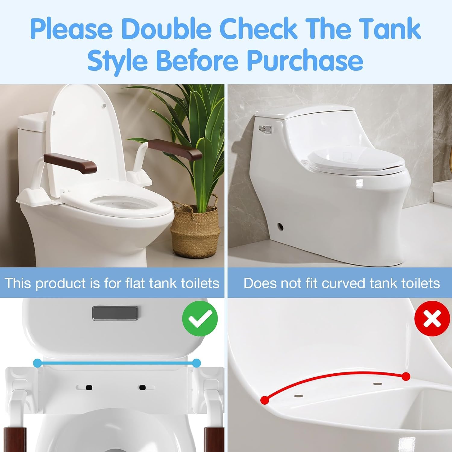 Toilet Safety Rails for Seniors Adjustable Toilet Grab Bars Handicap Support Frame

