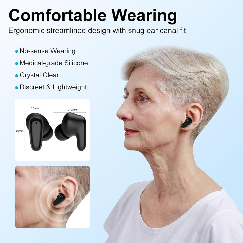 Mini Rechargeable OTC Hearing Aids for Adults, Noise Cancelling, LED Display

