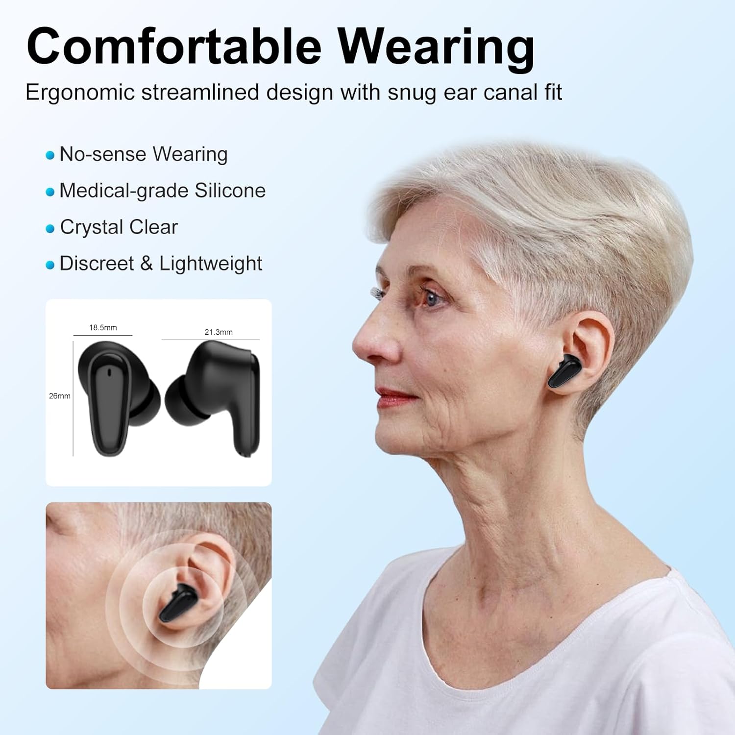 Mini Rechargeable OTC Hearing Aids for Adults, Noise Cancelling, LED Display

