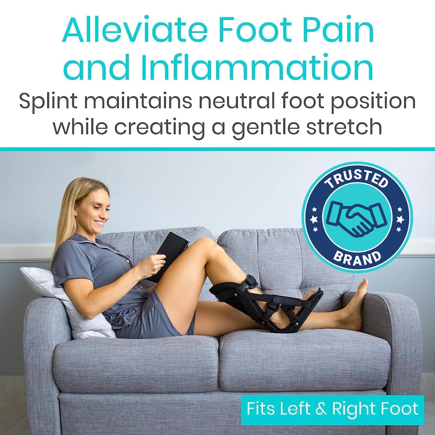 Vive Plantar Fasciitis Night Splint, Achilles Support Brace with Adjustable Straps


