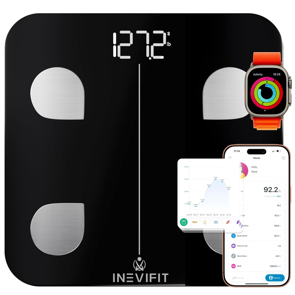 INEVIFIT Bluetooth Smart Body Fat Scale Digital Bathroom Body Composition Analyzer

