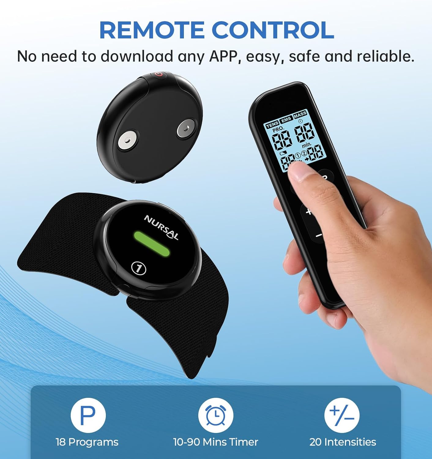 NURSAL Wireless TENS Unit Muscle Stimulator with Remote, Dual Host, TENS EMS


