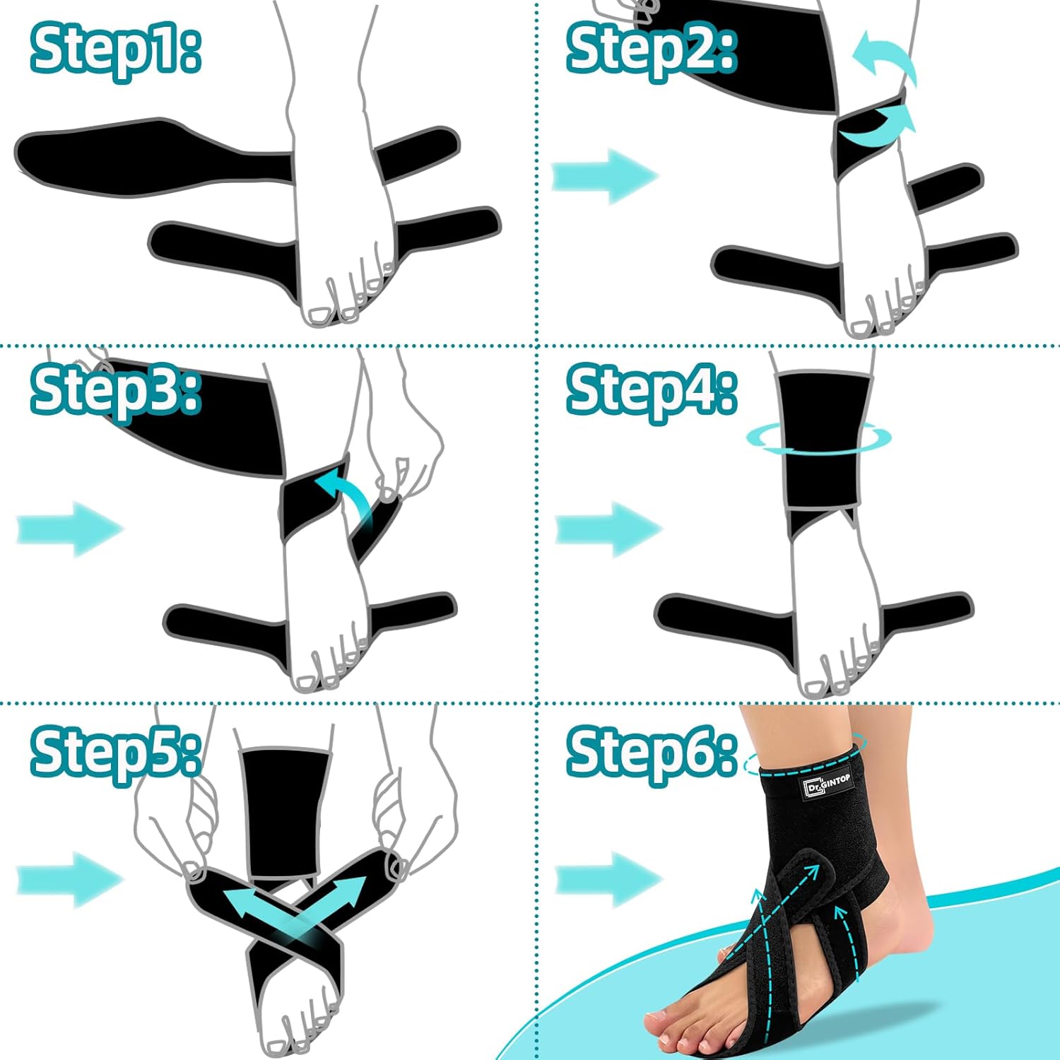 DR.GINTOP AFO Foot Drop Brace with Arch Support for Walking and Night Splint

