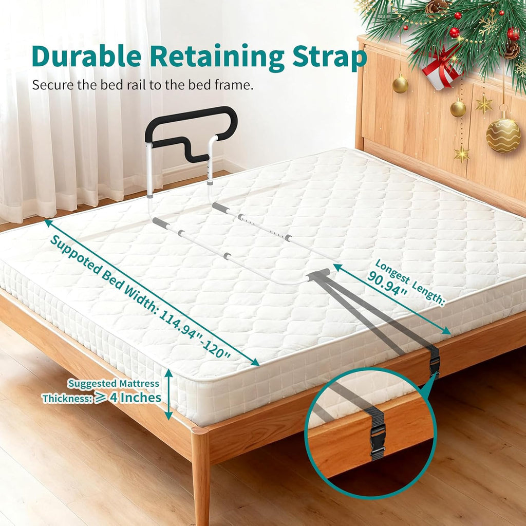 Bed Rails for Elderly Adults Safety Adjustable Bed Assist Rail with Storage Pockets

