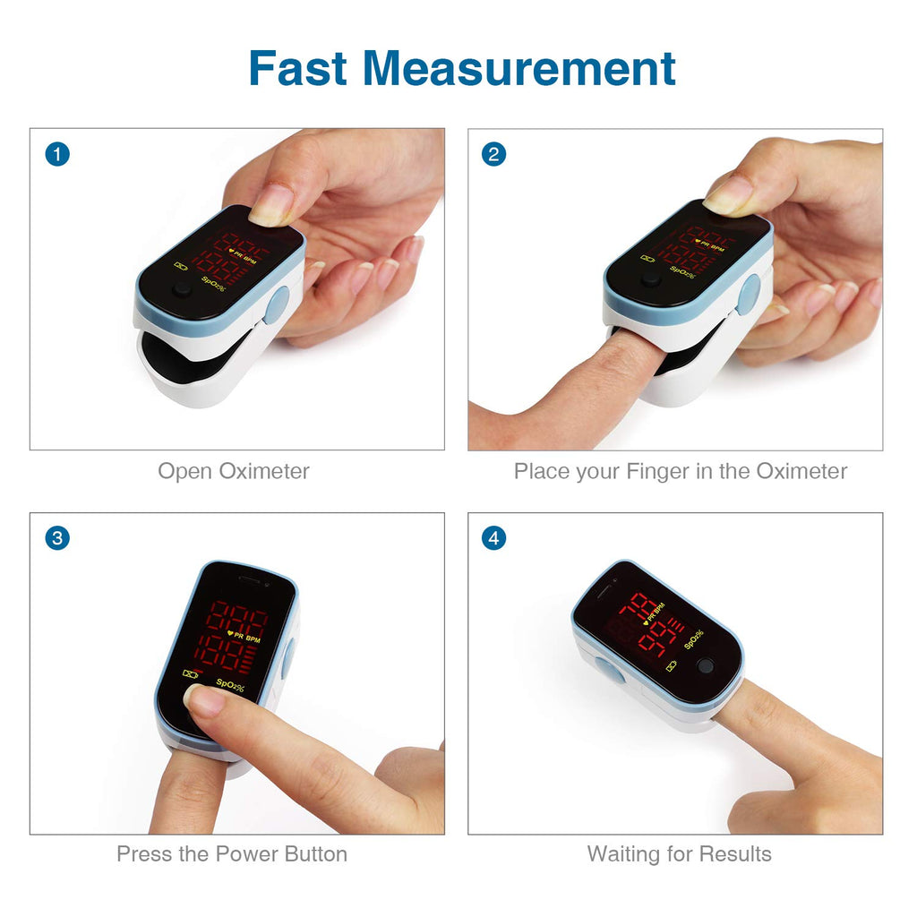 ChoiceMMed Finger Pulse Oximeter Oxygen Monitor with LED Display and Carry Pouch


