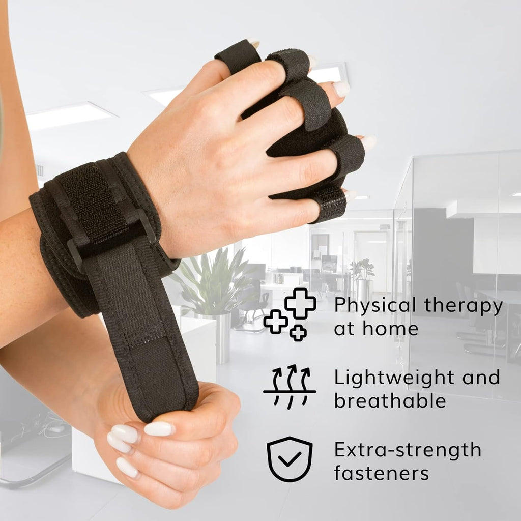 BraceAbility Anti Spasticity Hand Splint, Resting Orthosis with Therapy Ball

