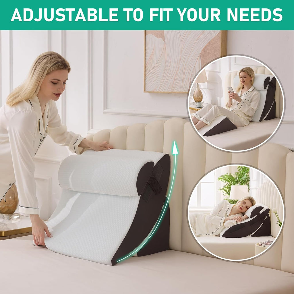 BA Orthopedic Wedge Pillow Set, Adjustable Memory Foam for Bed Back Pain Relief

