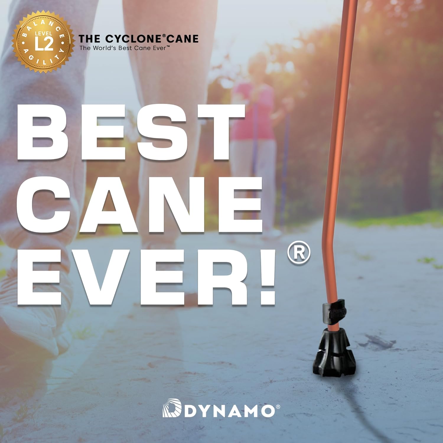 Dynamo Cyclone Adjustable Walking Cane with V-Tech Handgrip for Stability

