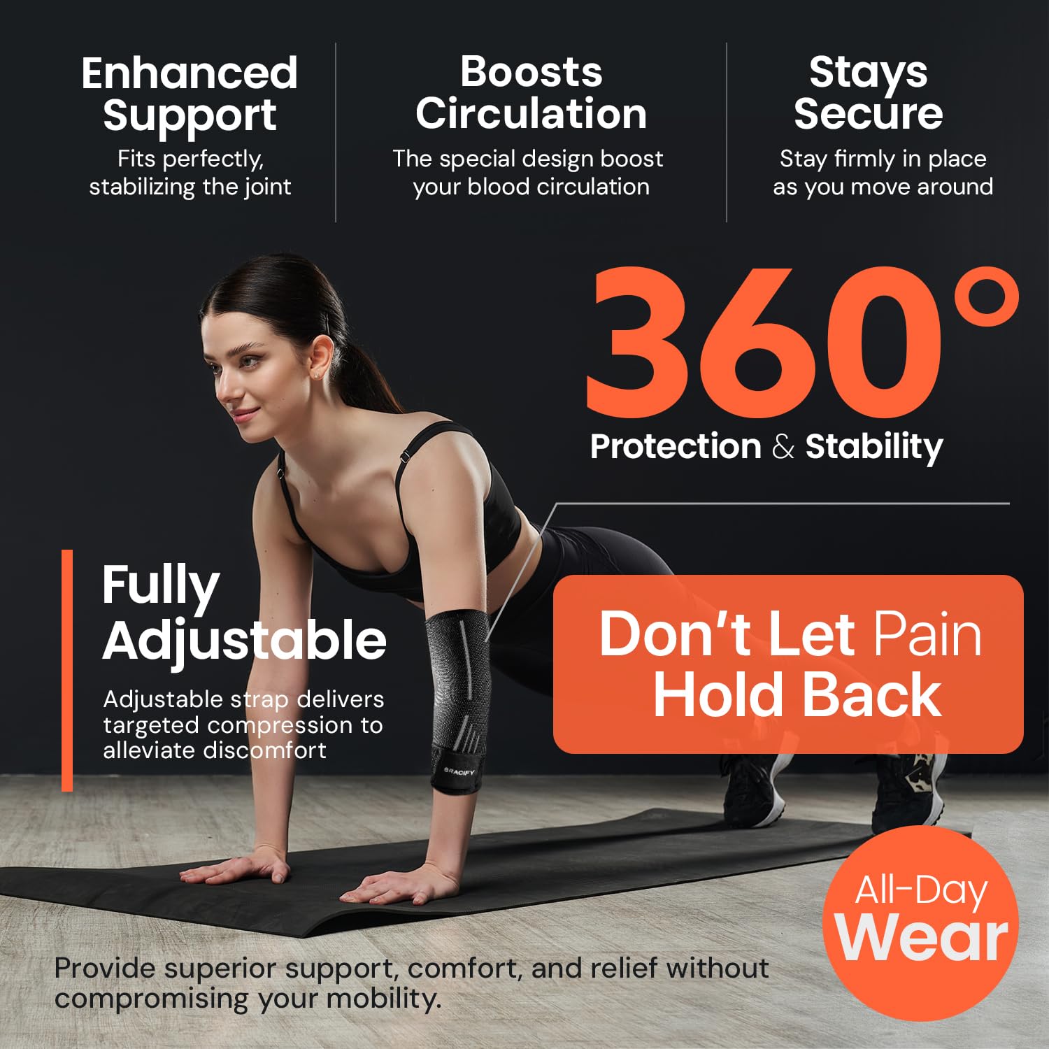 BRACIFY Elbow Brace for Tendonitis and Tennis Elbow Arm Compression Sleeve

