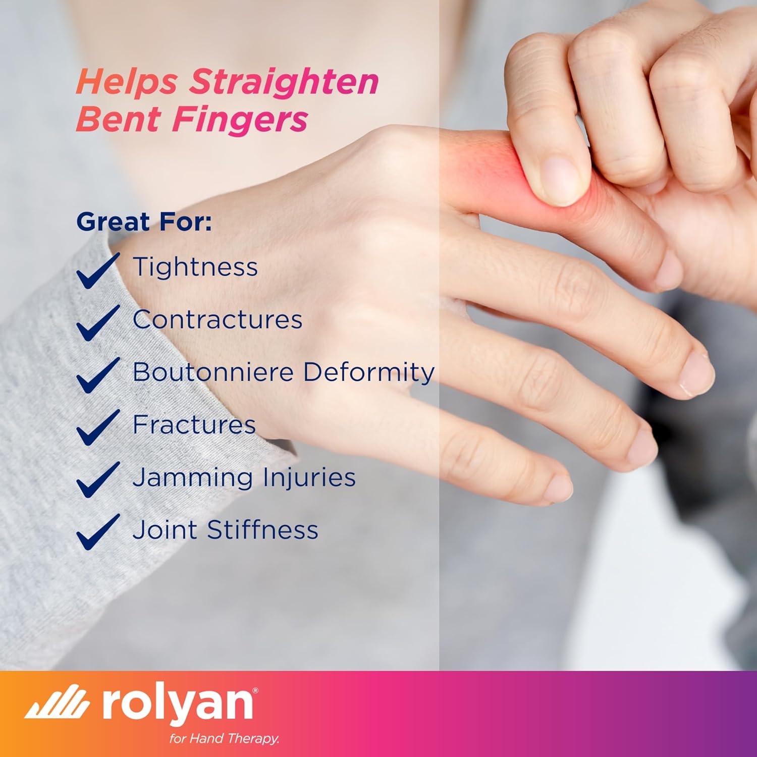 Rolyan Sof-Stretch Finger Extension Splint, Adjustable Latex-Free Finger Brace

