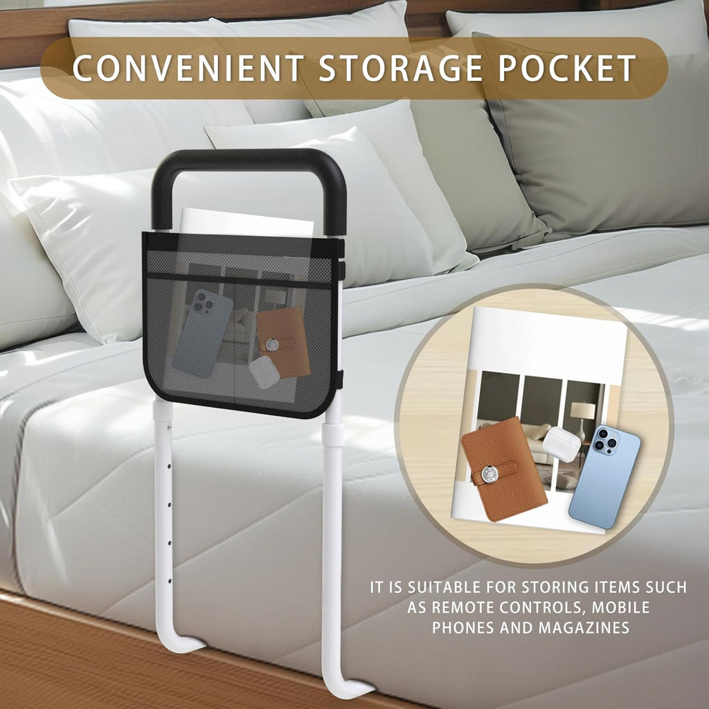 OCBAiLi Adjustable Bed Rail for Seniors with Storage Pocket and Non-Slip Handle

