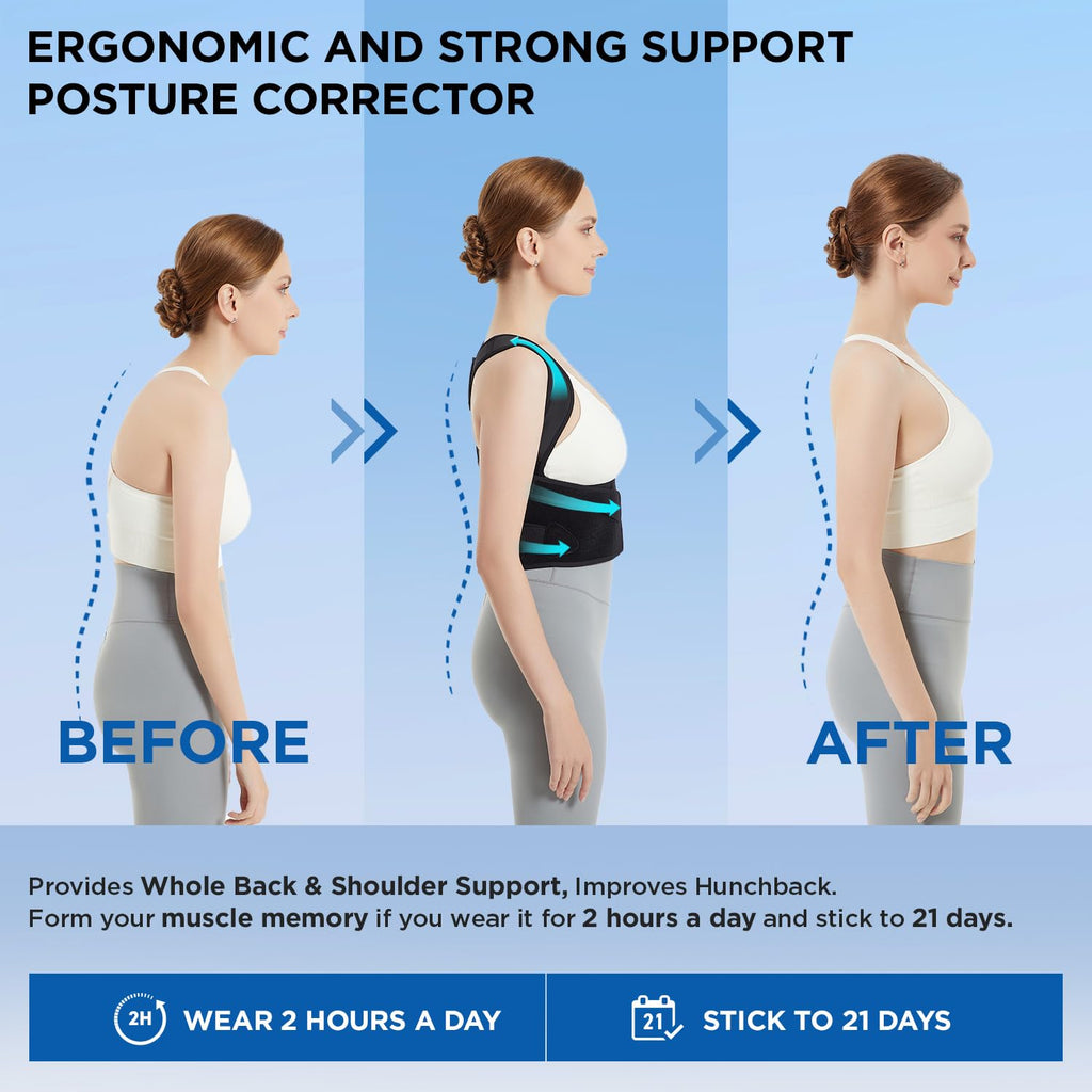 Vicorrect Posture Corrector Back Support Brace for Upper Back and Shoulder Support

