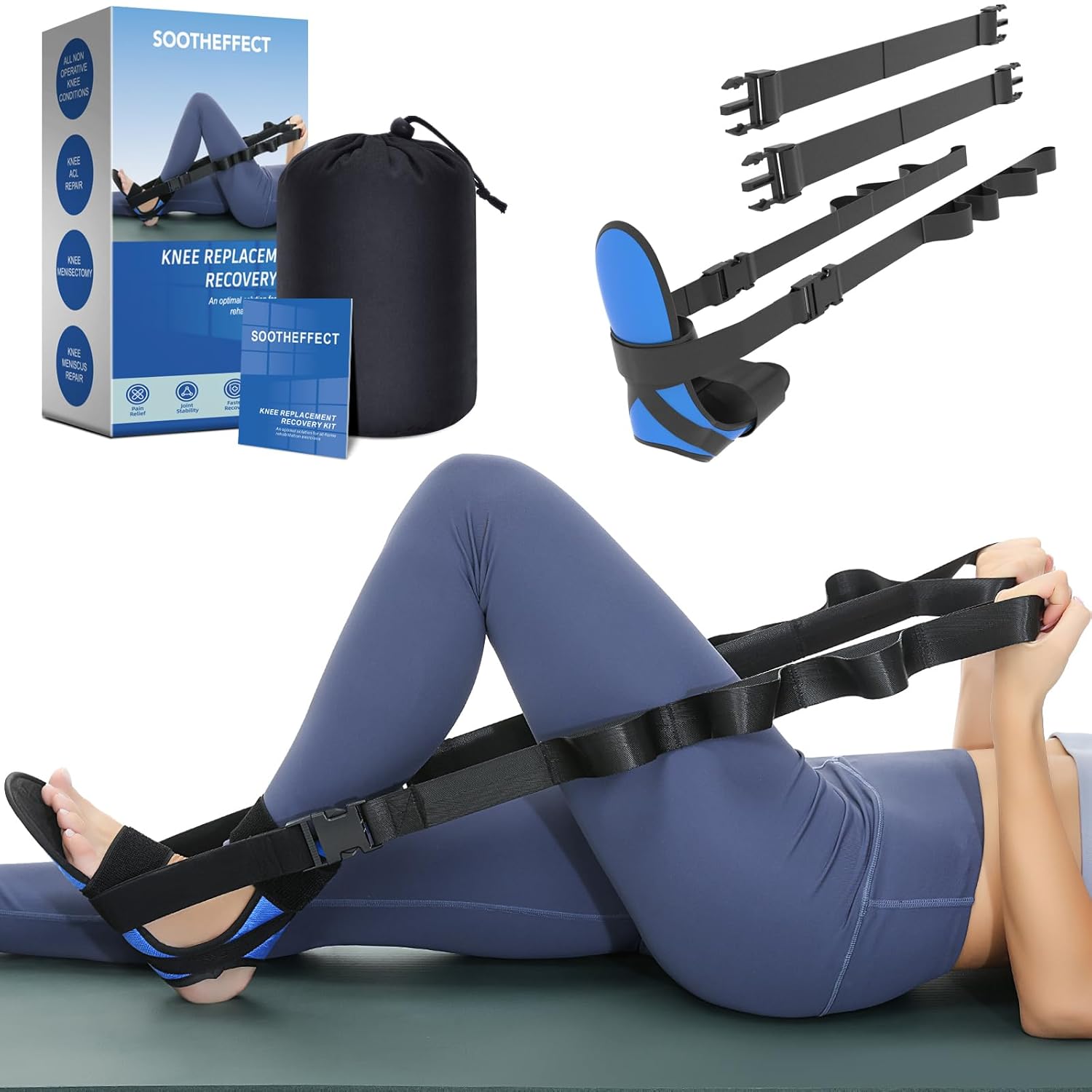 Knee Replacement Recovery Aids Kit for Physical Therapy: Knee Stretcher and Exerciser


