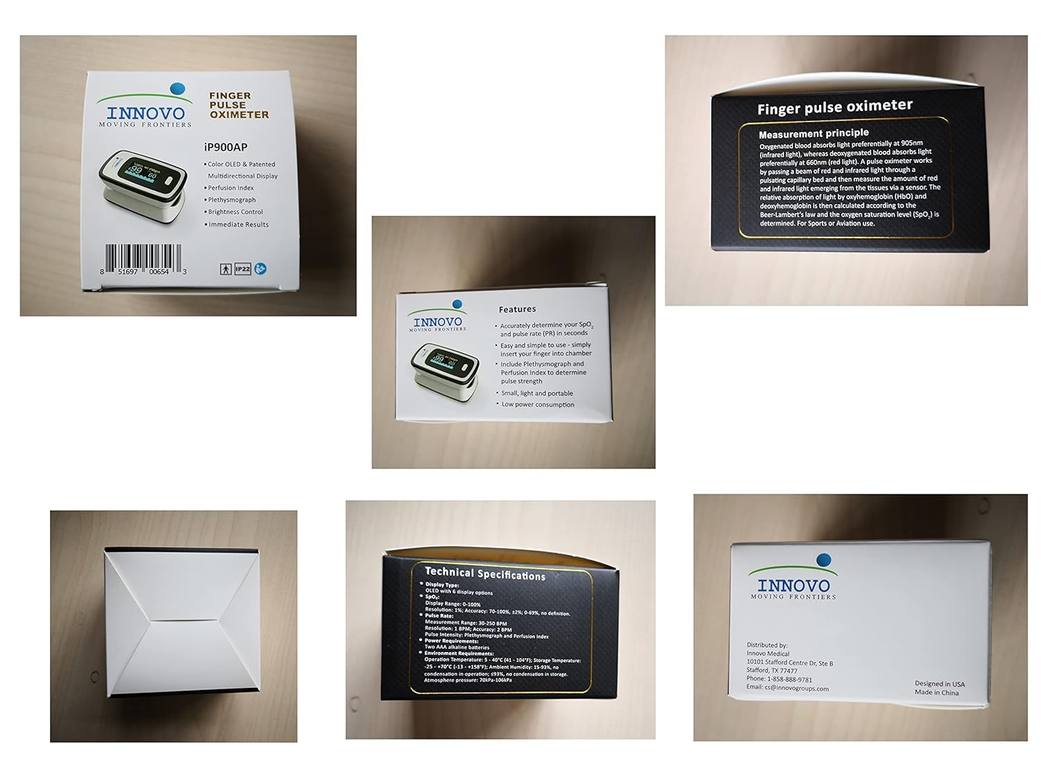 Innovo Deluxe iP900AP Fingertip Pulse Oximeter Blood Oxygen Monitor with Alarm OLED

