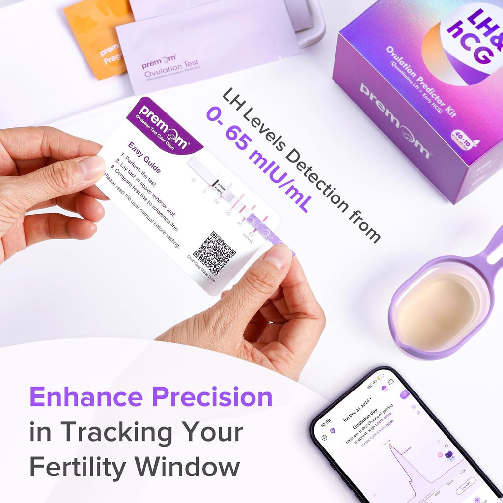 Premom Quantitative Ovulation Predictor Kit: LH Test Strips + hCG Pregnancy Tests

