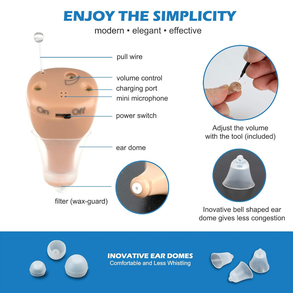 R&L Rechargeable Mini Digital Hearing Amplifier, Invisible In-Ear Sound Assist

