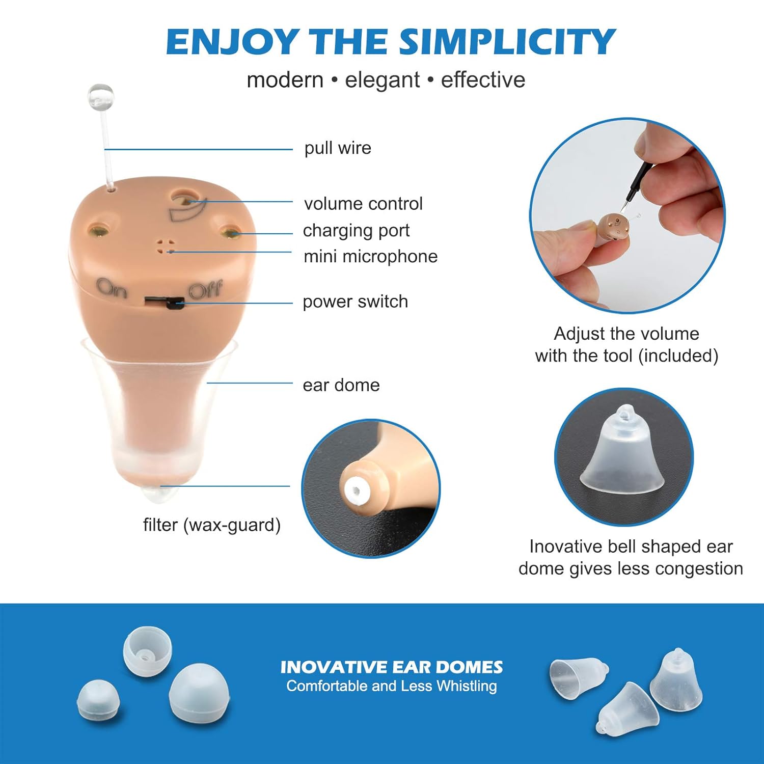 R&L Rechargeable Mini Digital Hearing Amplifier, Invisible In-Ear Sound Assist

