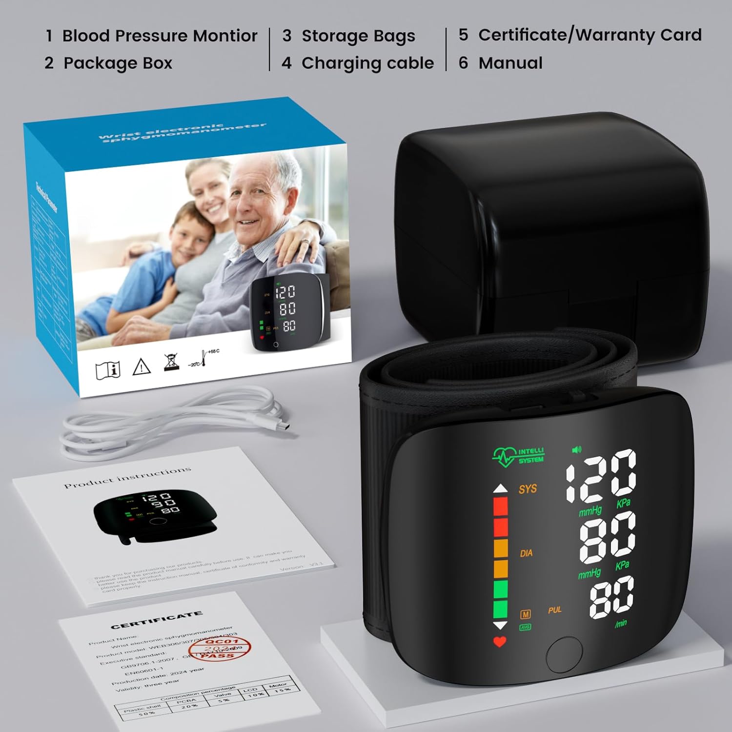 Double Love Wrist Blood Pressure Monitor with Touch Screen LED Display, Carry Case

