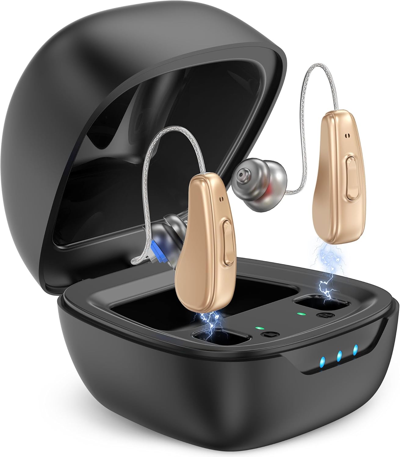 Rechargeable Noise Cancelling Hearing Aids for Seniors, 5-Level Volume

